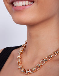 Gold Chunky Link Chain Necklace - link has visual effect only
