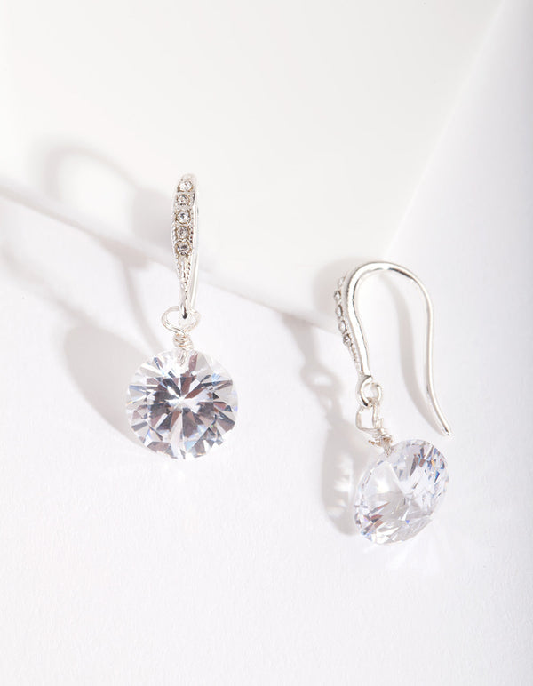 Silver Cubic Zirconia Classic Diamante Drop Earrings