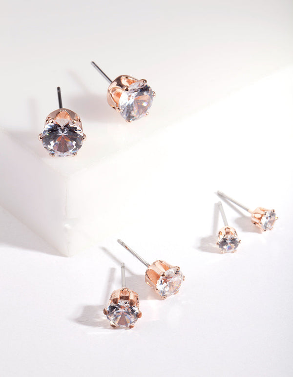 Rose Gold Cubic Zirconia Earring Pack
