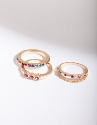 Gold Diamante Rainbow Ring Stack - link has visual effect only