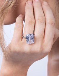 Rhodium Rectangle Celebrity Engagement Ring - link has visual effect only