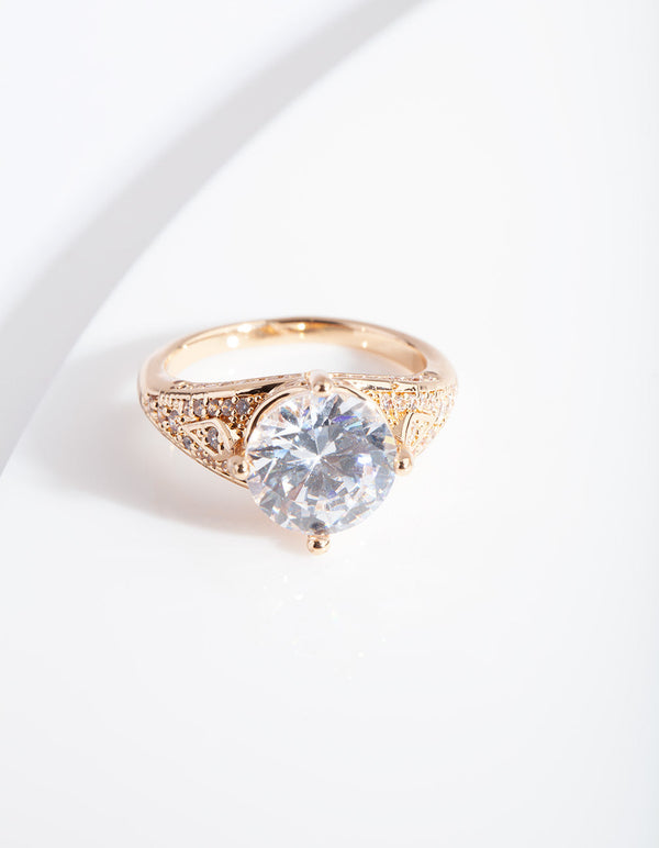 Gold Cubic Zirconia Celebrity Ring
