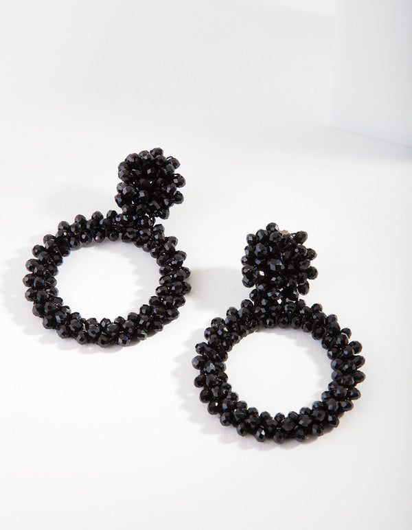 Black Cluster Bead Drop Earrings