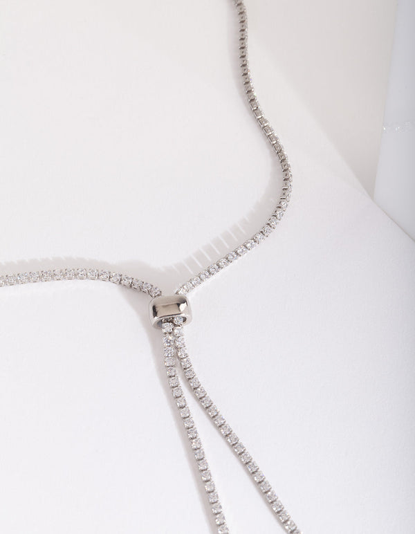 Silver Cubic Zirconia Lariat Necklace