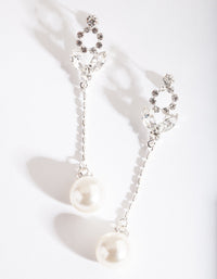 Silver Pearl Gem Drop Earrings - link has visual effect only