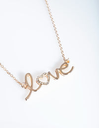 Rose Gold Diamante "Love" Necklace - link has visual effect only