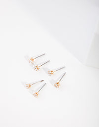 Gold Cubic Zirconia Geometric Earring Pack - link has visual effect only