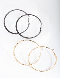 Mixed Metal Textured Hoop Earring Pack - link has visual effect only