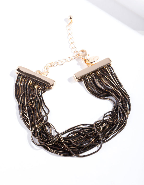 Black & Gold Dia Cut Chain Bracelet