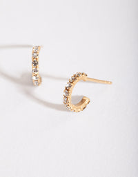 Gold Plated Sterling Silver Mini Cubic Zirconia Open Hoop Earrings - link has visual effect only