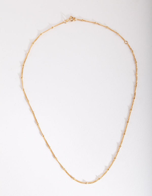Gold Plated Sterling Silver Bead Chain Necklace