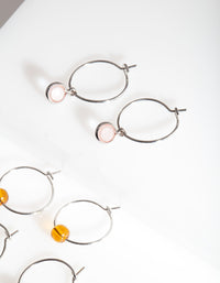 Silver Mini Stone Hoop Earring Pack - link has visual effect only