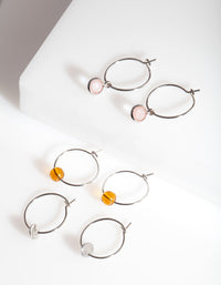 Silver Mini Stone Hoop Earring Pack - link has visual effect only