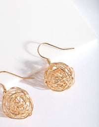Gold Wire Wrap Ball Earrings - link has visual effect only