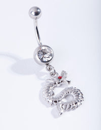 Silver Surgical Steel Diamante & Dragon Belly Bar - link has visual effect only
