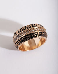 Gold Pattern Diamante Ring - link has visual effect only