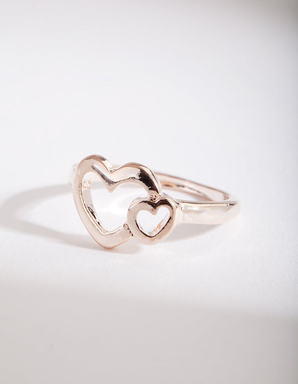 Gold Double Heart Ring