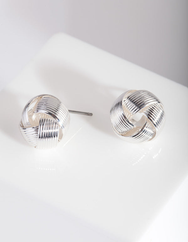 Silver Lined Knot Ball Earrings