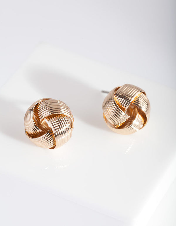 Gold Lined Knot Ball Earrings