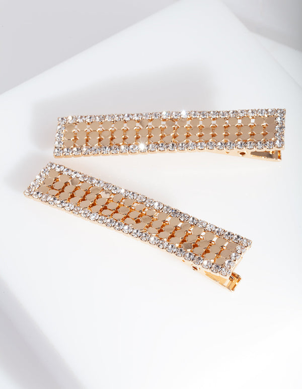 Gold Glow Mesh Hair Clips Pack