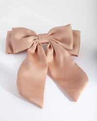 Taupe Satin Bow Hair Clip - link has visual effect only
