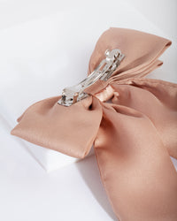 Taupe Satin Bow Hair Clip - link has visual effect only