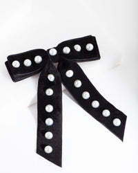 Pearl Black Bow Hair Clip - link has visual effect only