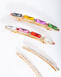 Gold Multi Crystal Hair Pin 4-Pack - link has visual effect only