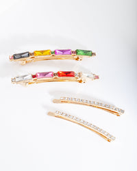 Gold Multi Crystal Hair Pin 4-Pack - link has visual effect only