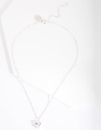 Silver Heart Cubic Zirconia Pendant Necklace - link has visual effect only