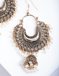 Antique Gold Pearl Tassel Drop Earrings - link has visual effect only