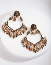 Antique Gold Leaf Detailed Drop Earrings - link has visual effect only
