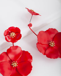 Red Flower Jacket Earrings - link has visual effect only