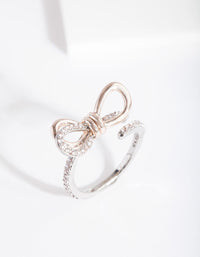 Mixed Metal Cubic Zirconia Open Bow Ring - link has visual effect only