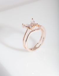 Rose Gold Cubic Zirconia Butterfly Ring - link has visual effect only