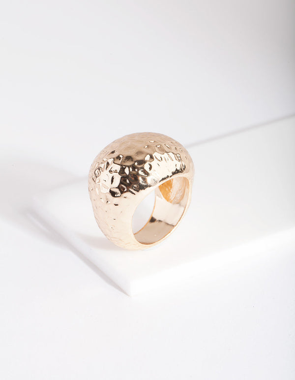 Gold Textured Dome Ring