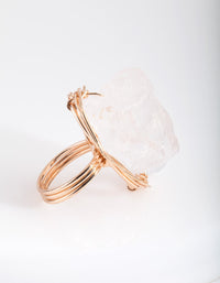 Gold Extra Large Crystal Wire Wrap Ring - link has visual effect only
