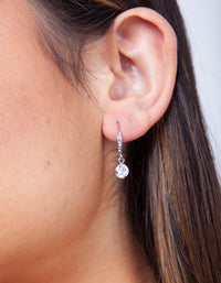 Rhodium Cubic Zirconia Drop Earrings - link has visual effect only