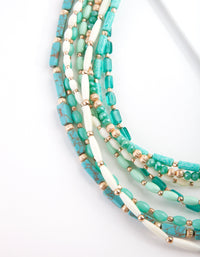Gold Aqua Multi Bead Necklace - link has visual effect only