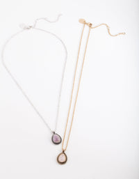 Mixed Metal Semi Precious Teardrop Necklace Set - link has visual effect only
