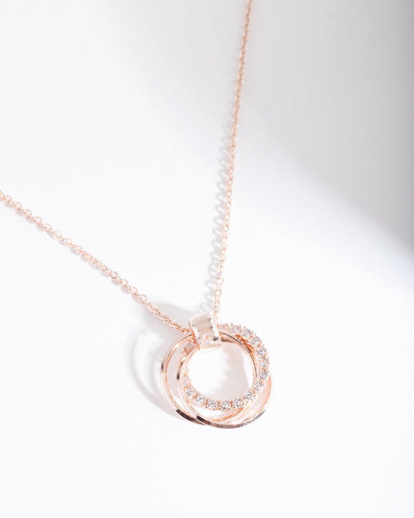 Rose Gold Cubic Zirconia Ring Necklace