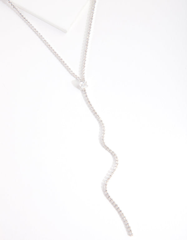 Cubic Zirconia Silver Y-Neck Necklace