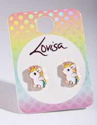 Kids White Unicorn Stud Earrings - link has visual effect only