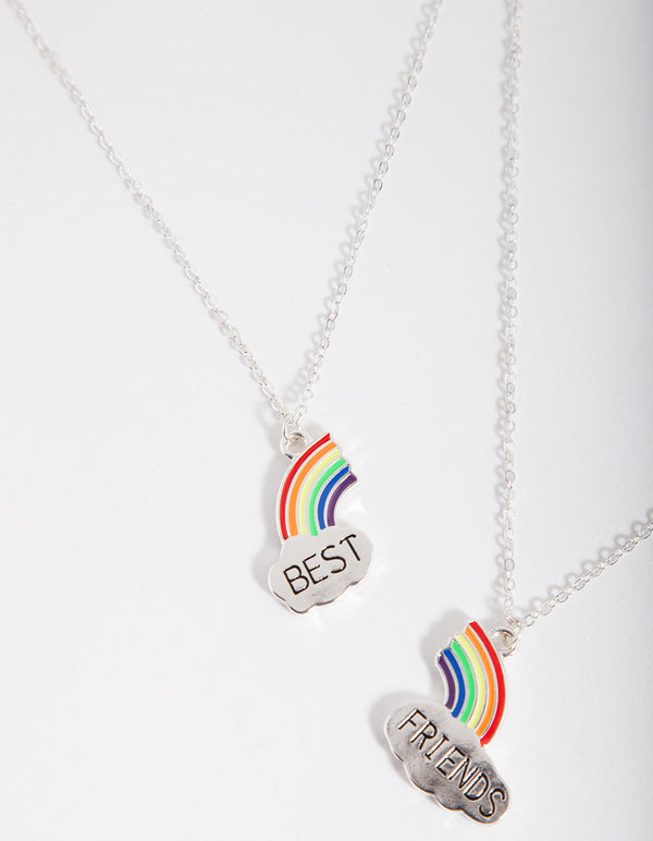 Kids Silver Rainbow Best Friends Necklace Pack
