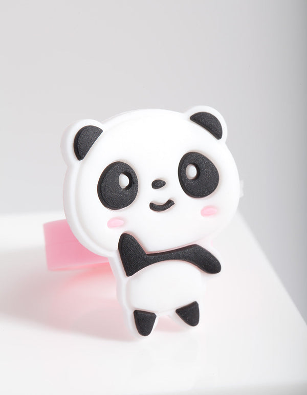Kids Pink Rubber Panda Ring