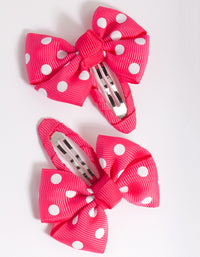Kids Pink Polka Dot Bow Clip Pack - link has visual effect only