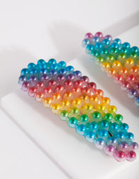 Kids Rainbow Ombre Pearl Hair Clip Duo - link has visual effect only