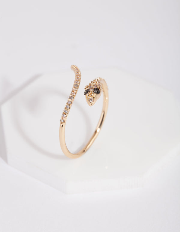 Gold Cubic Zirconia Wrap Snake Ring