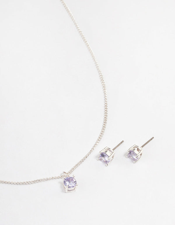 Silver Perfect Lilac Necklace & Earring Set
