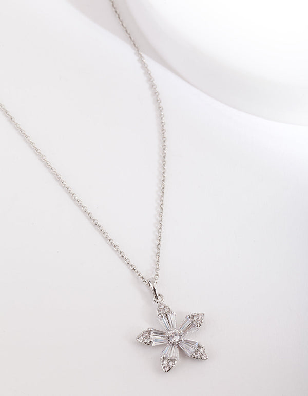 Cubic Zirconia Flower Trapezoid Necklace